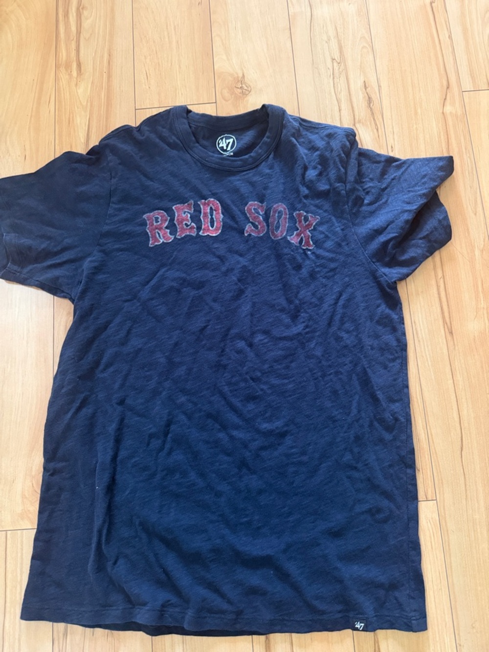 47 Navy Red Sox Short Sleeve Tee with Red Lettering